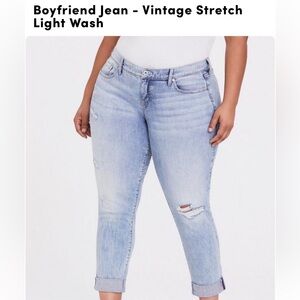 Torrid Boyfriend Jean - Vintage Stretch, Light Wash, Size 12R, Color Chill Pill